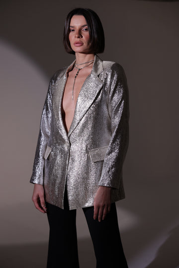 Silver Brocade Blazer.