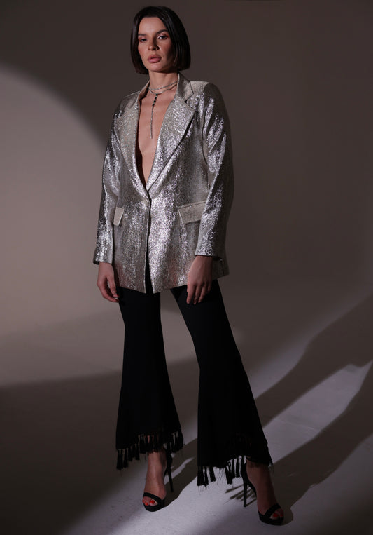 Silver Brocade Blazer.